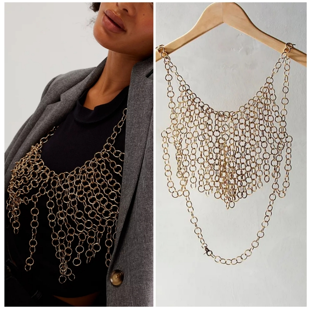 Free People Revival Body Chain/Goldtone